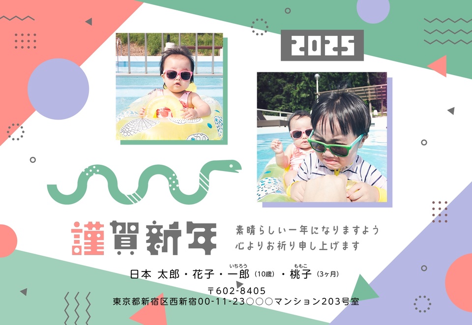年賀状デザイン NPA010(・おしゃれ・干支(巳)・横向き)