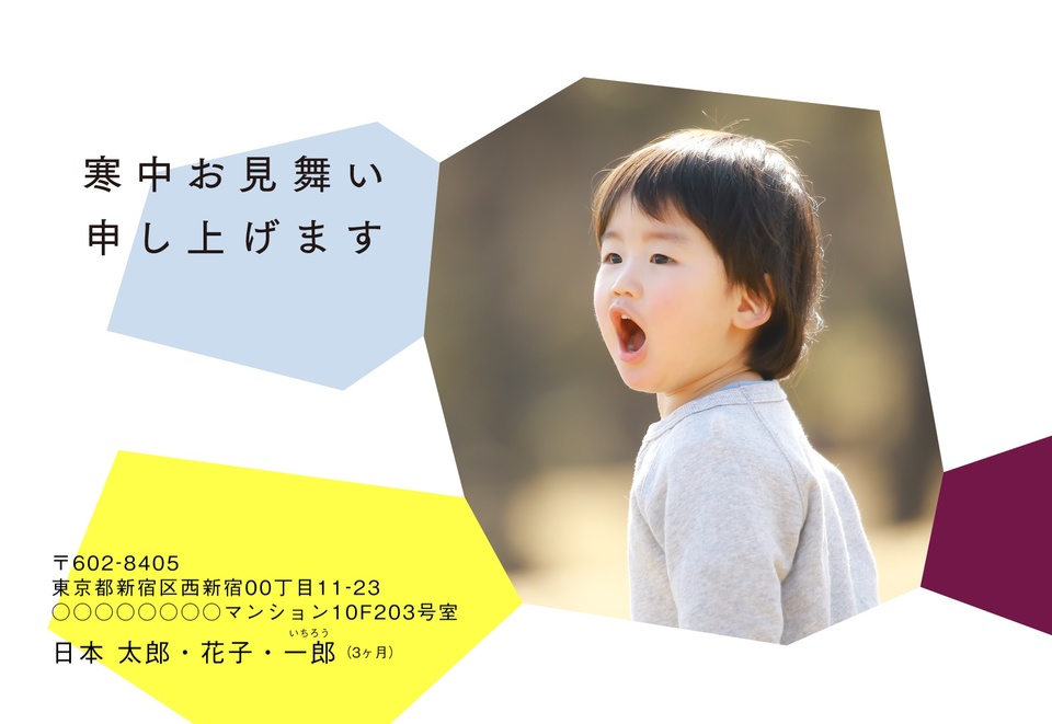 寒中見舞いデザイン KDD005（寒中・横向き）