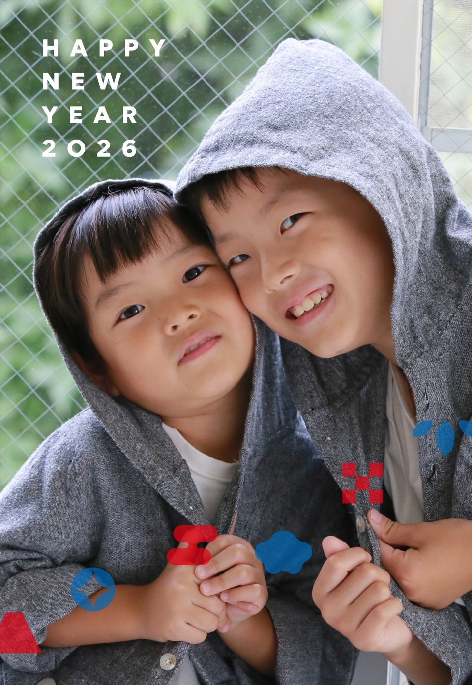 年賀状デザイン NDK043(しまうま定番・写真メイン・シンプル・おしゃれ・縦向き)
